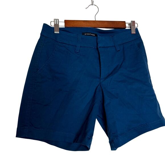 41 Hawthorn Women’s Chino Shorts Blue Solid Regular Fit Flat Front NWT Size 2 - Picture 2 of 8